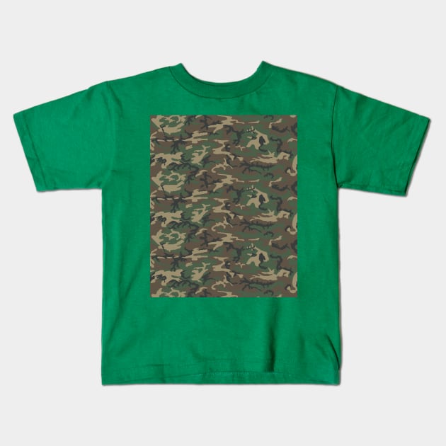 Army Camouflage Pattern Kids T-Shirt by Scar